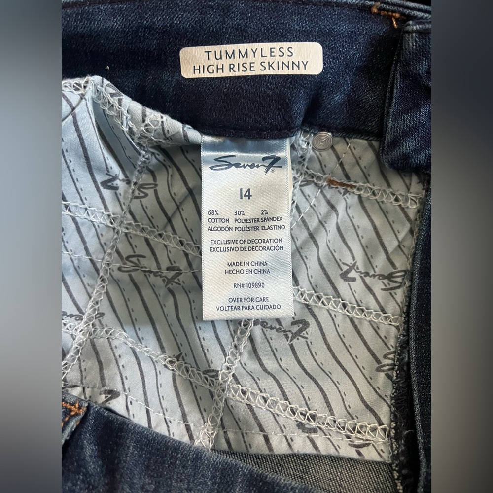 Seven7 Tummyless High Rise Skinny Jeans Size 14 Dark Wash - Picture 7 of 7